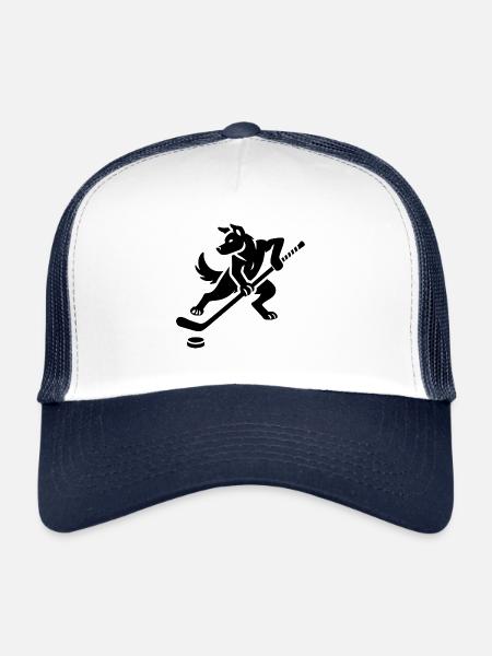 Husky Silhouette Hockey Minimalist Design - Trucker Cap - white/navy - Front