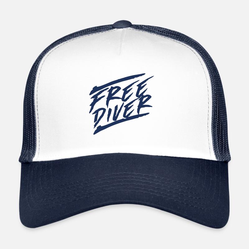 Ich bin Freitaucher Apnoe Free Diving Freitauchen - Trucker Cap - Weiß/Navy