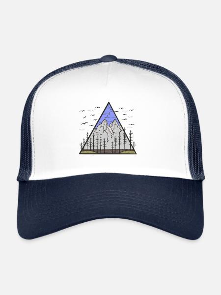 Mountains, Nature, Forest, Wilderness, Peaks, Mountains, Hiking - Trucker Cap - white/navy - Front