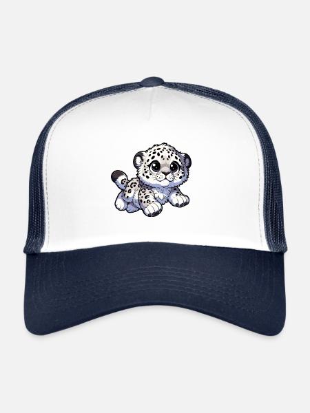 Léopard des neiges Léopard blanc Léopard - Casquette trucker  - blanc/marine - Devant