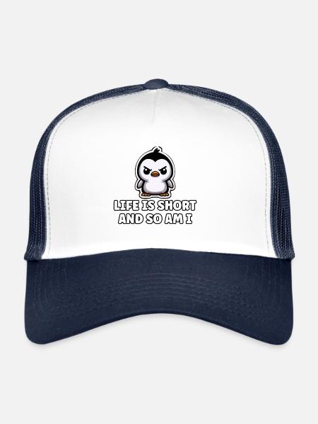 Funny Penguin Saying Short Person Gift - Trucker Cap - white/navy