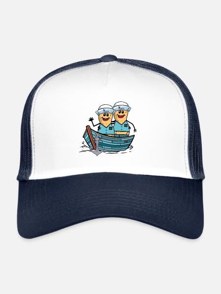Peanuts Sailors Boys Boat Rowing Boat Distress - Trucker Cap - white/navy - Front