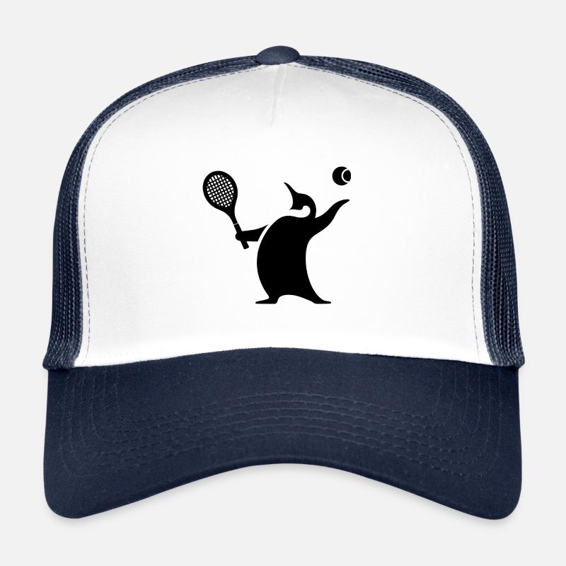 Penguin Tennis Player Silhouette Minimalist Trucker Cap