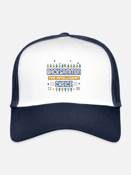 Backgammon Spiel - Trucker Cap - Weiß/Navy - Vorne