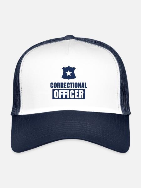 Agent pénitentiaire Prison - Casquette trucker  - blanc/marine - Devant