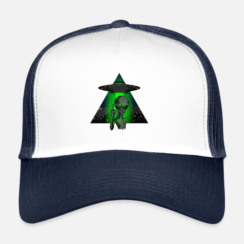 Alien with middle finger - Humans sucks - Trucker Cap - white/navy