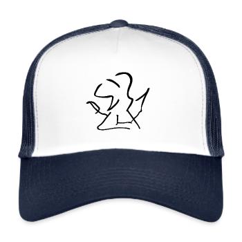 Angel Symbol with Wing Cartoon Drawing Style - Trucker Cap - white/navy - Front