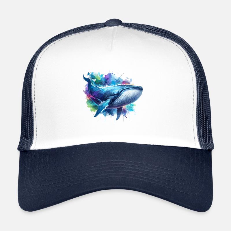 Fond coloré de baleine bleue Casquette trucker 
