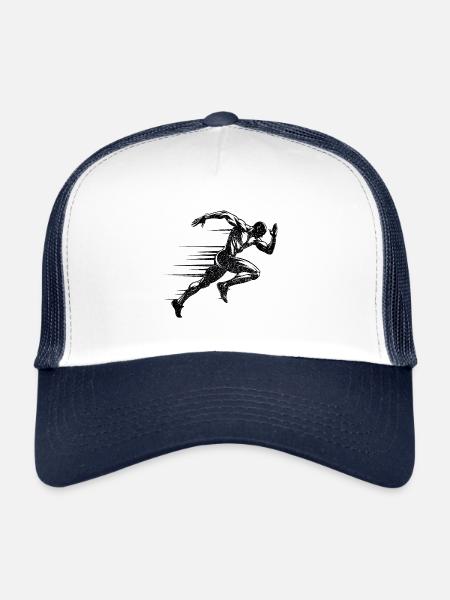 Coureur sur piste Sprinter Sprint 100m sprinter - Casquette trucker  - blanc/marine - Devant