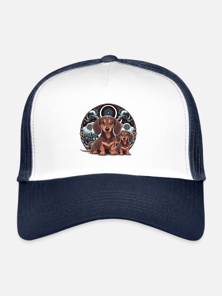 Teckel Chiens Chiens Animaux Enfants Teckel - Casquette trucker  - blanc/marine - Devant