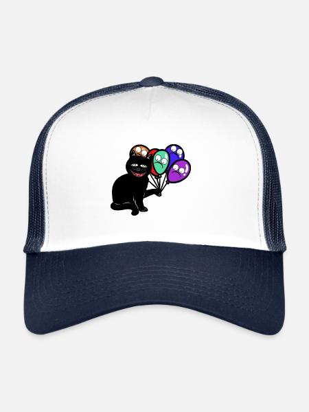 Ballons effrayants laids halloween chat chats - Casquette trucker  - blanc/marine - Devant