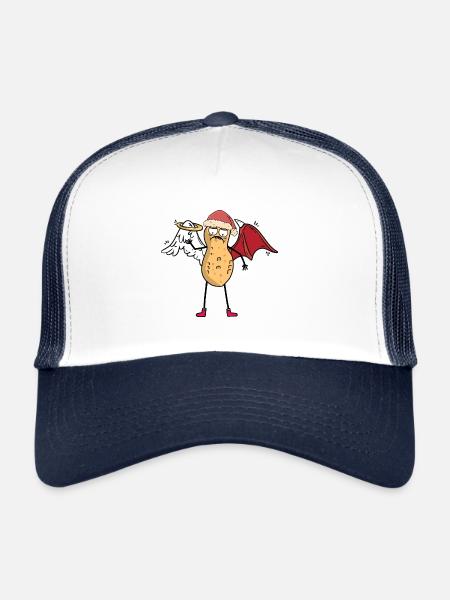 peanut heavenly devilish christmas xmas santa - Trucker Cap - white/navy - Front