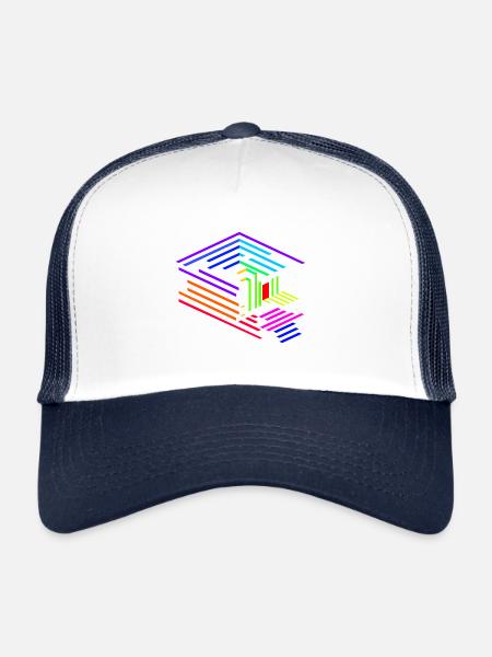 Line geometry of an object in rainbow colors - Trucker Cap - white/navy - Front