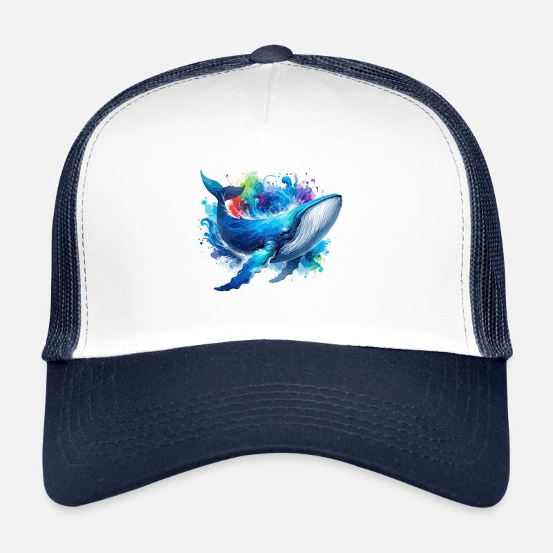 Fond coloré de baleine bleue Casquette trucker 