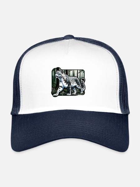 Léopard des neiges Léopard blanc Léopard - Casquette trucker  - blanc/marine - Devant