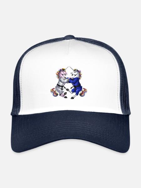 Licornes Jiu-Jitsu Lutte - Casquette trucker  - blanc/marine - Devant