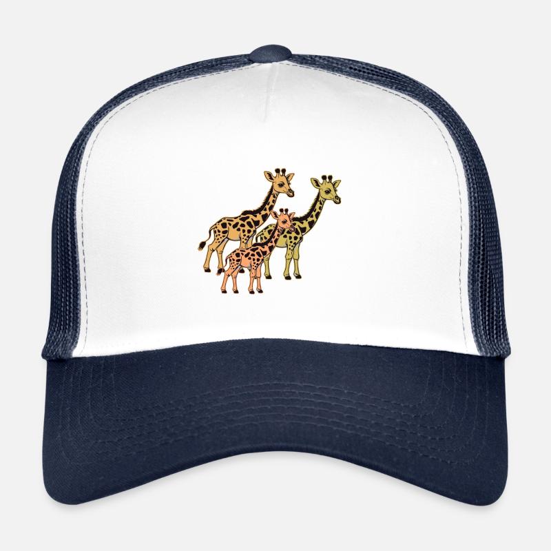 Giraffe Afrika Safari Giraffen - Trucker Cap - Weiß/Navy