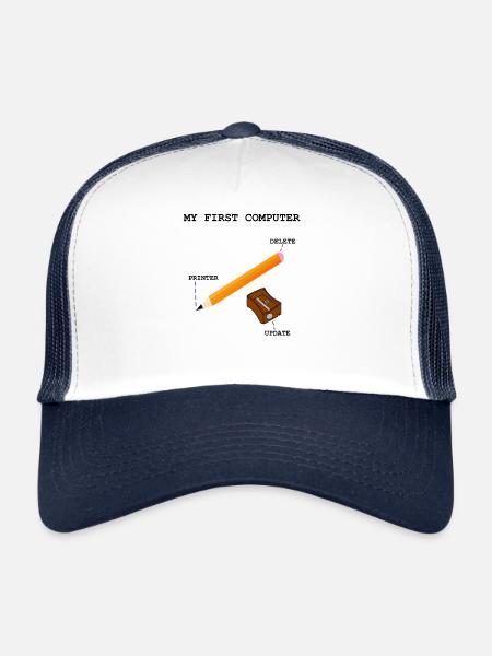Ordinateur PC Imprimantes Écriture - Casquette trucker  - blanc/marine - Devant
