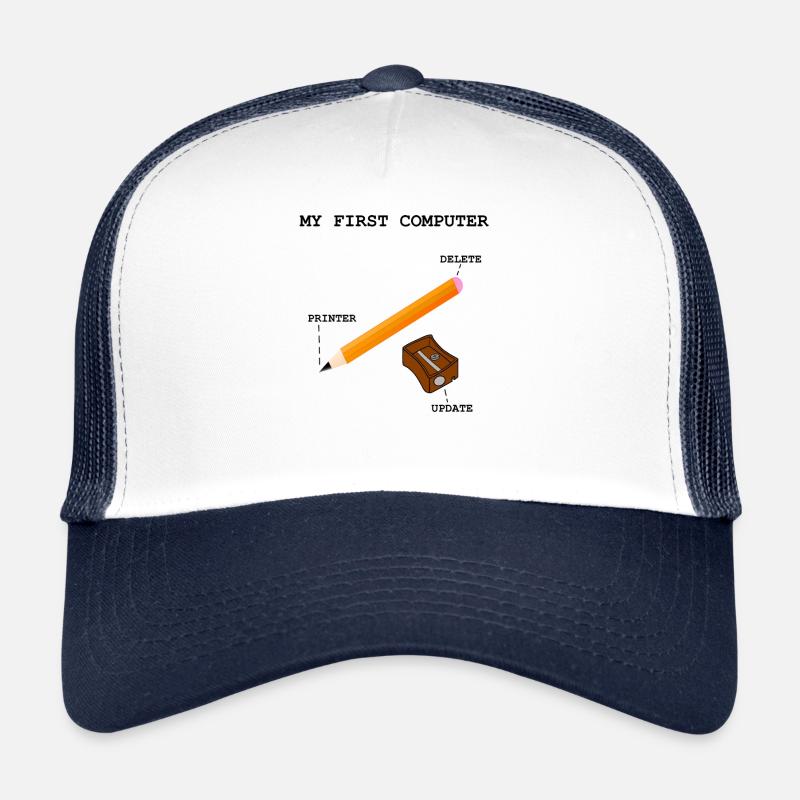 Computer PC Drucker Rechner Schreiben - Trucker Cap - Weiß/Navy