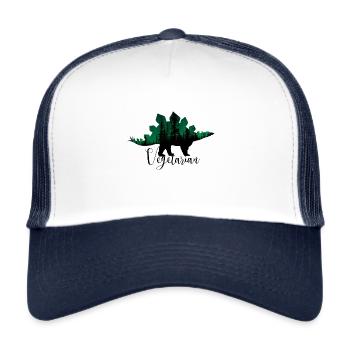 Dinosaurier Dino Vegetarierin Vegetarier Geschenk - Trucker Cap - Weiß/Navy - Vorne