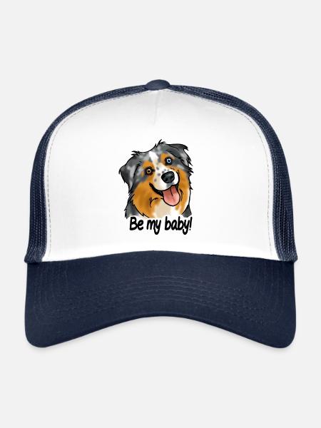 Berger australien "Be my baby!" - Casquette trucker  - blanc/marine - Devant