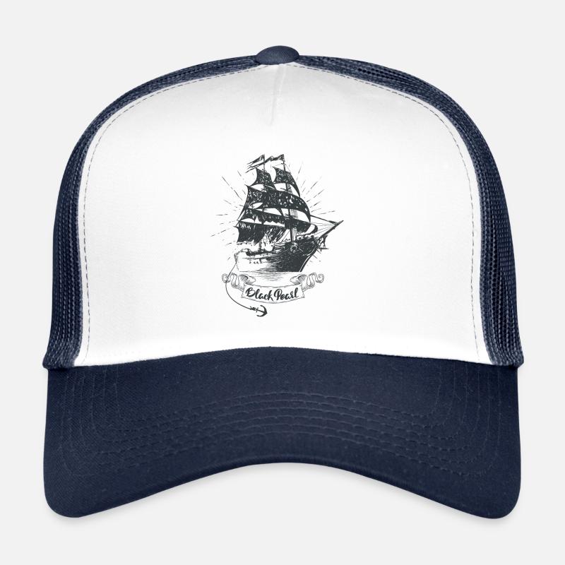 Segelschiff Black Pearl - Trucker Cap - Weiß/Navy