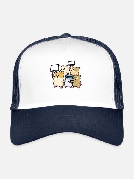 Grand hamster de protestation de manifestation animaux fantastique - Casquette trucker  - blanc/marine - Devant