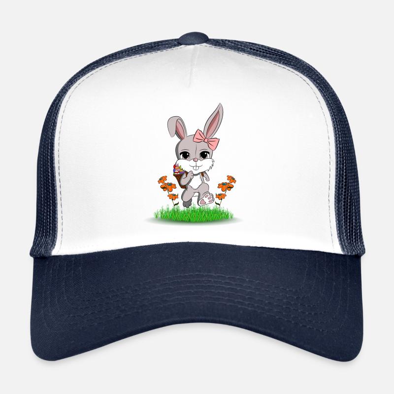 Easter bunny with colored eggs in the basket Trucker Cap