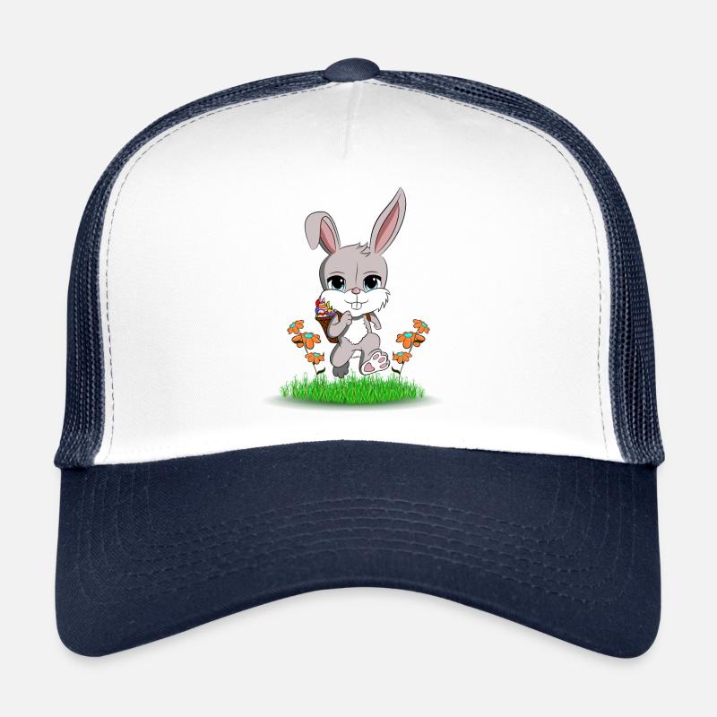 Easter bunny with Easter eggs in the basket Trucker Cap