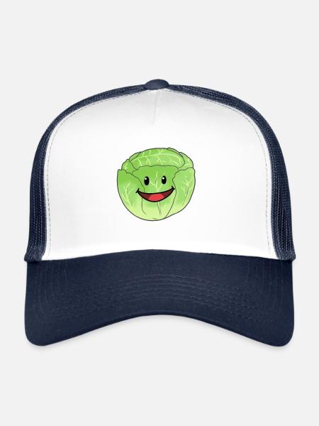 White Cabbage Vegetable Cabbage Head Cabbage Food Vegan - Trucker Cap - white/navy - Front
