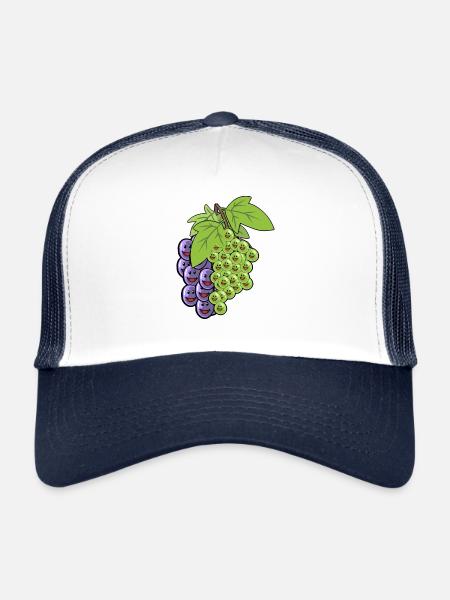 Raisins Raisins Fruits Vigne Végétaliens - Casquette trucker  - blanc/marine - Devant
