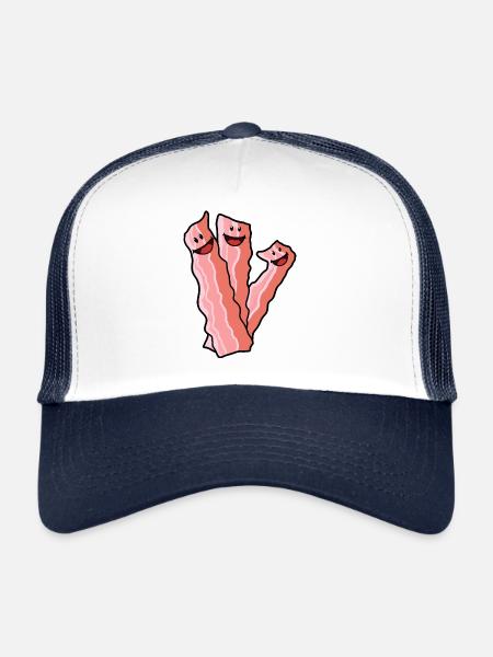 Speck Schinken Schweinefleisch Speise Nahrung - Trucker Cap - Weiß/Navy - Vorne