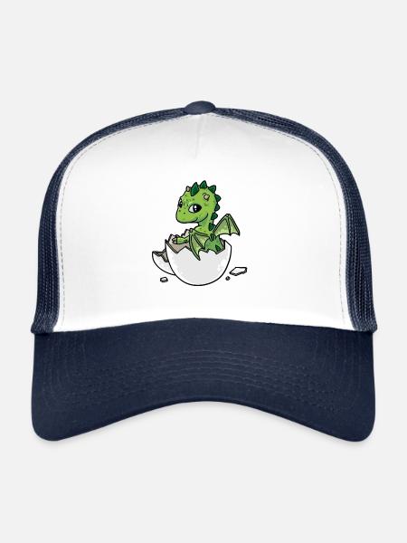 Baby Birth Egg Eggs Hatch Dino Dragon Fantasy - Trucker Cap - white/navy - Front