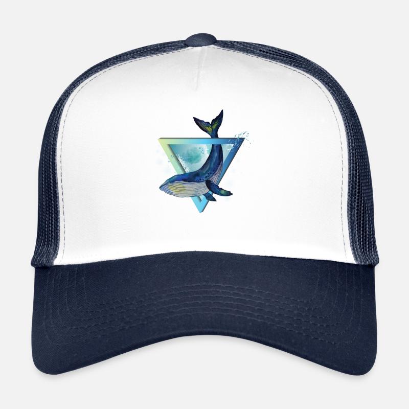 Wal - Dreieck - Aquarell - Trucker Cap - Weiß/Navy
