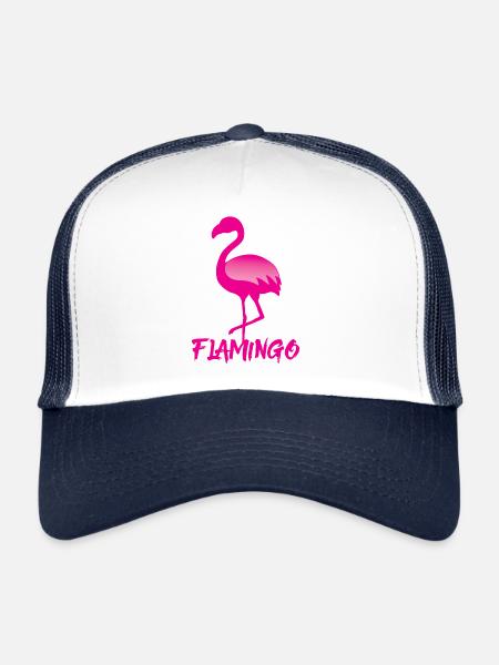 Flamingo in pink - Trucker Cap - white/navy - Front