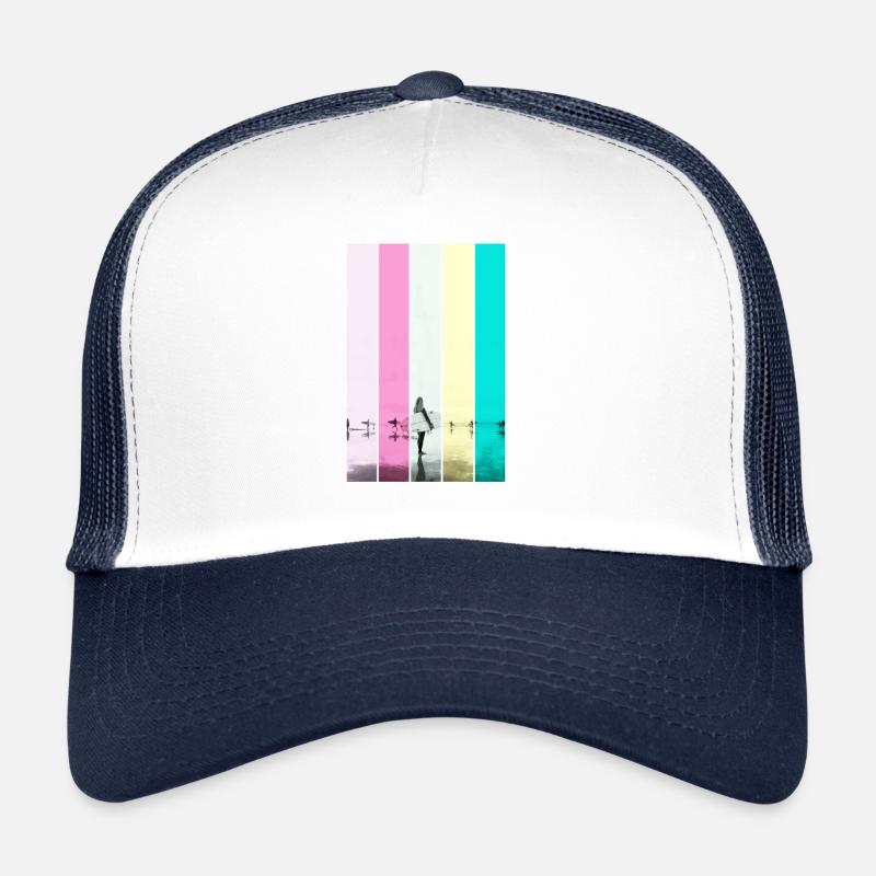 Surfer surfing surfergirl beach wave waves - Trucker Cap - white/navy