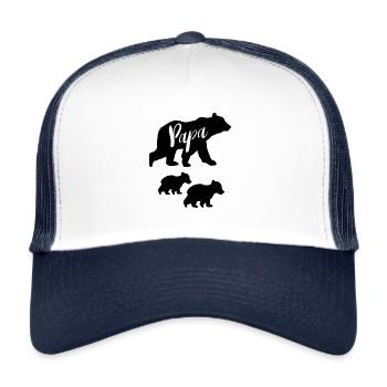 Papa Bear T-Shirt mit zwei Jungen - Trucker Cap - Weiß/Navy - Vorne
