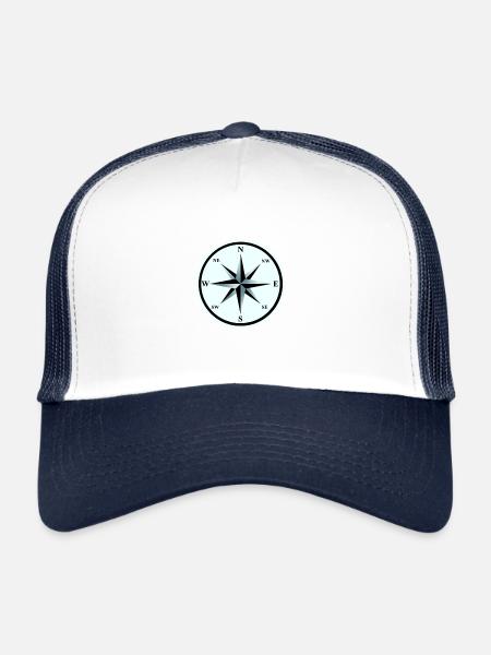 Windrose Compass Nautical Maritime Compass - Trucker Cap - white/navy - Front