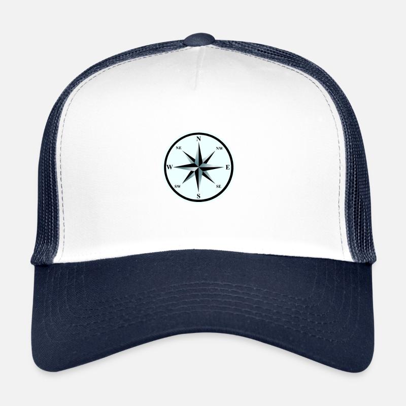 Windrose Compass Nautical Maritime Compass - Trucker Cap - white/navy