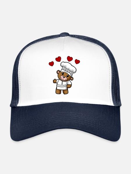 Teddy Chef Chef Chefs Cuisinier Hôte - Casquette trucker  - blanc/marine - Devant
