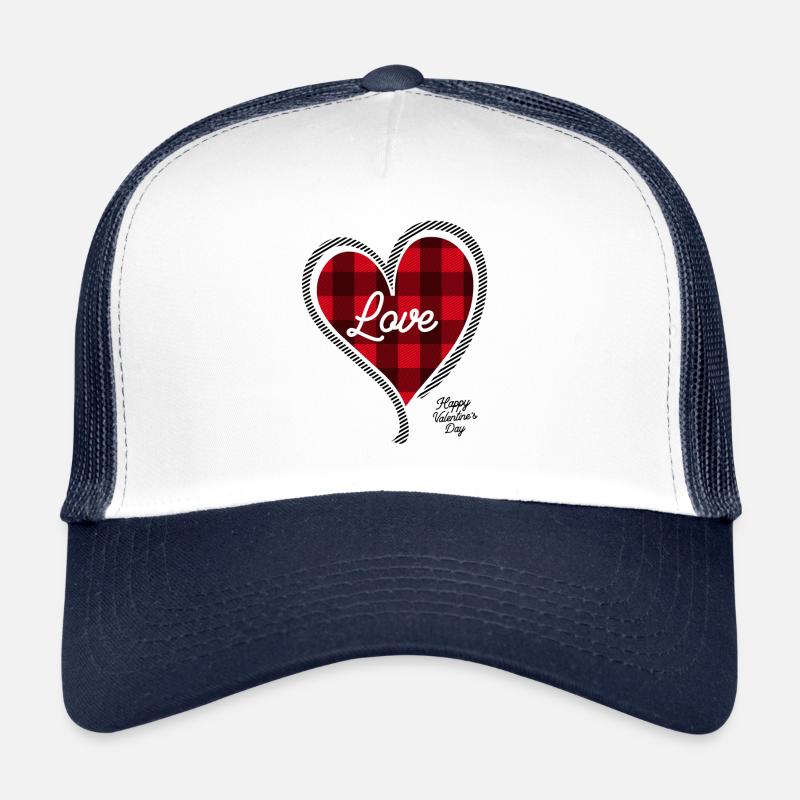Valentine's Day Gifts Ideas Red Plaid Heart Trucker Cap