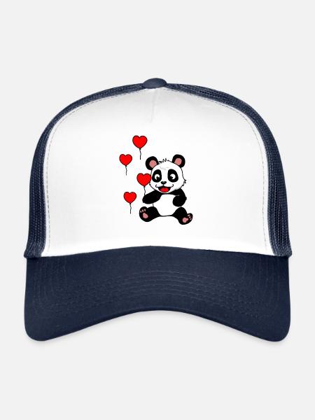 Cadeau de ballons d'anniversaire pour enfants Panda Bear - Casquette trucker  - blanc/marine - Devant