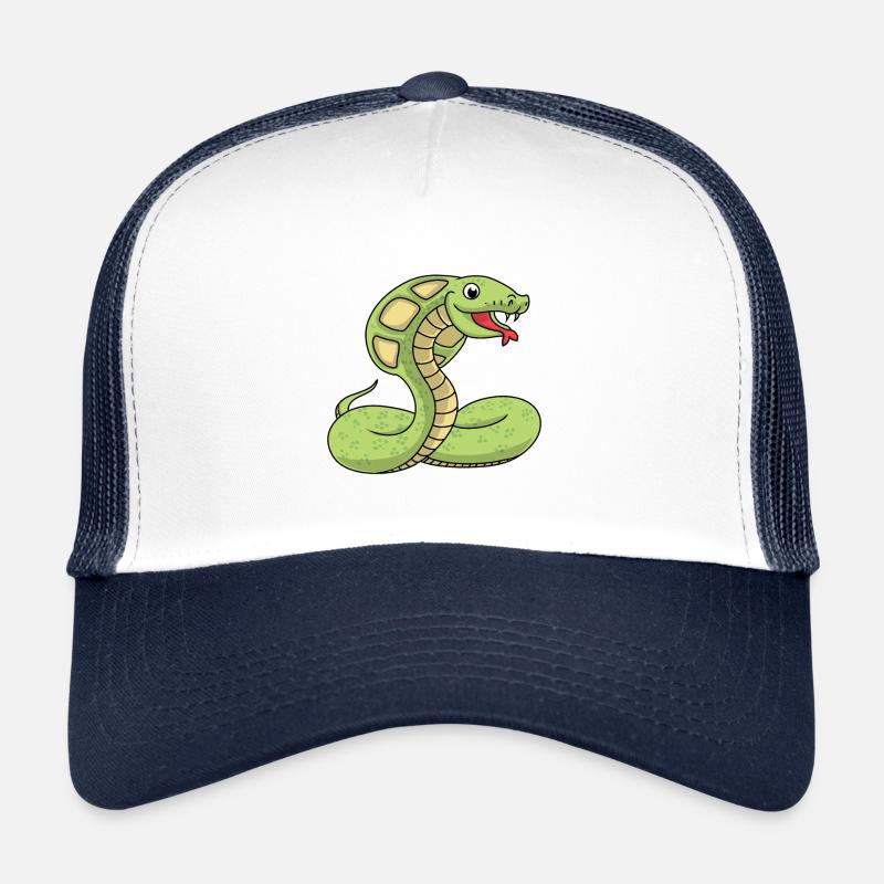 Cobra Reptilien Schlange Wildtiere Exotische Tiere - Trucker Cap - Weiß/Navy