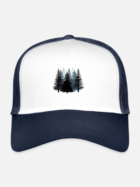 Forest Black white Wilderness Nature Fir Fir - Trucker Cap - white/navy - Front