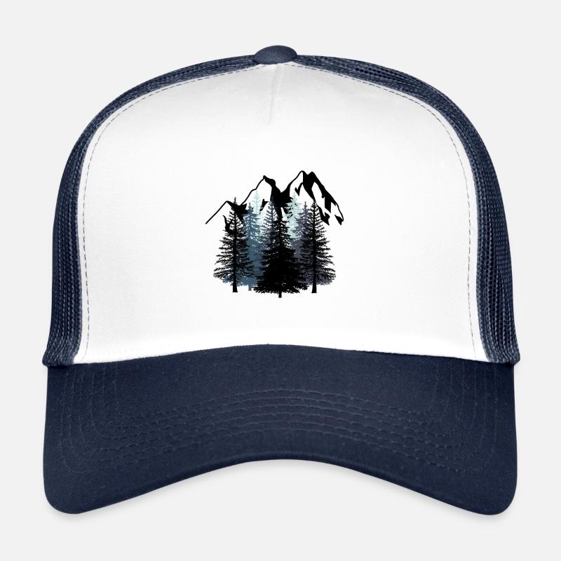 Forest Mountains Nature Wilderness black white Scouts Trucker Cap