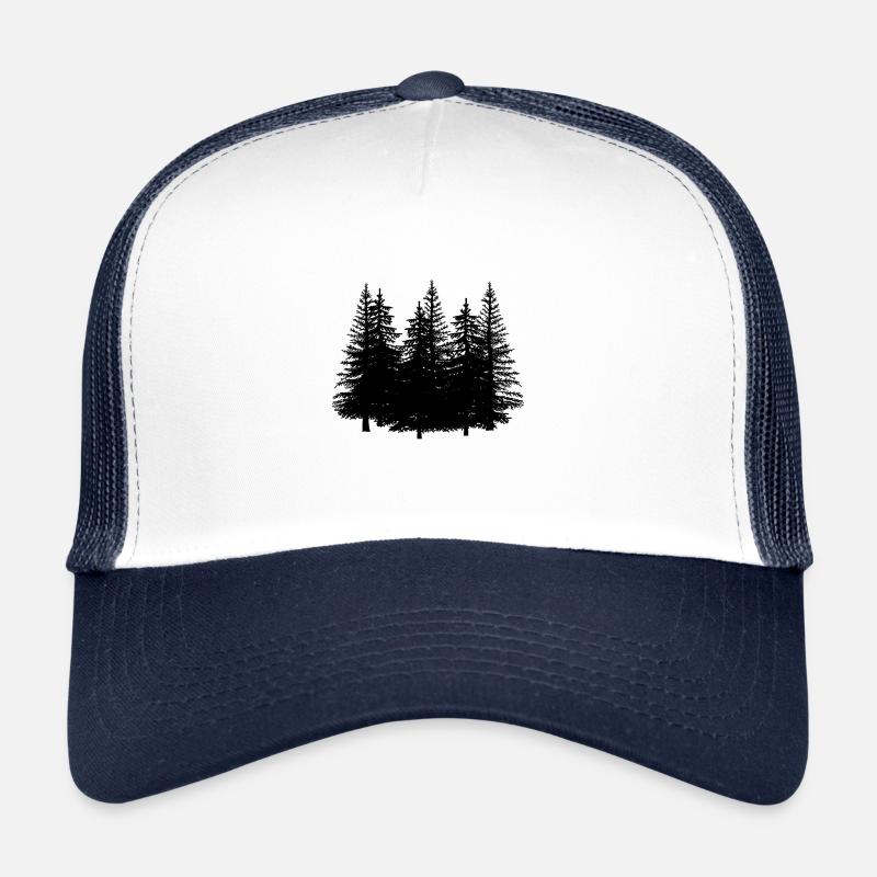 Forest black nature conifer trees tree trees Trucker Cap