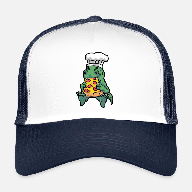 Pizza Bäcker Dino Restaurant Gourmet Kinder - Trucker Cap - Weiß/Navy