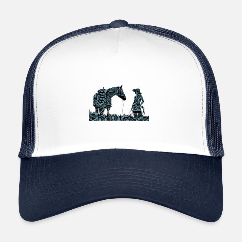 Fille avec cheval western - Casquette trucker  - blanc/marine