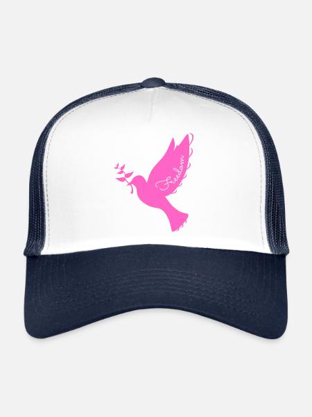 freedom | la liberté | Made in France ✅ - Casquette trucker  - blanc/marine - Devant