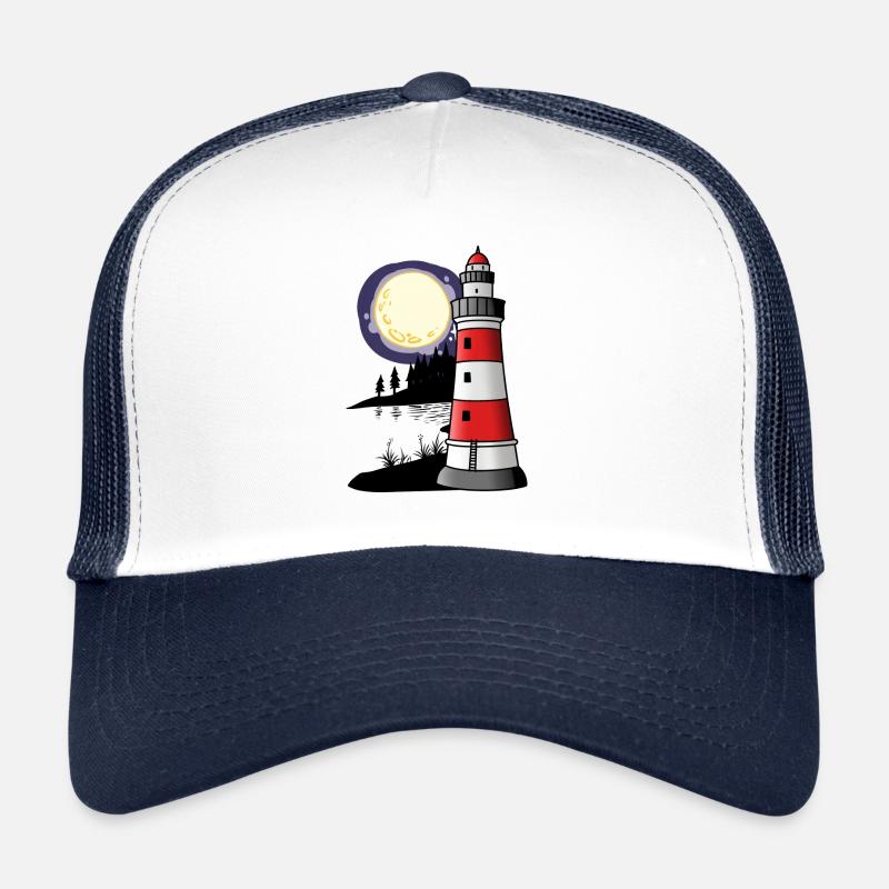 Leuchtturm Nautik Küste Maritim Seemann Ahoi - Trucker Cap - Weiß/Navy